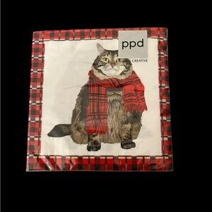 PPD Germany Harry Cat Wearing Scarf - Lot of 40 Beverage Napkins Christmas Party